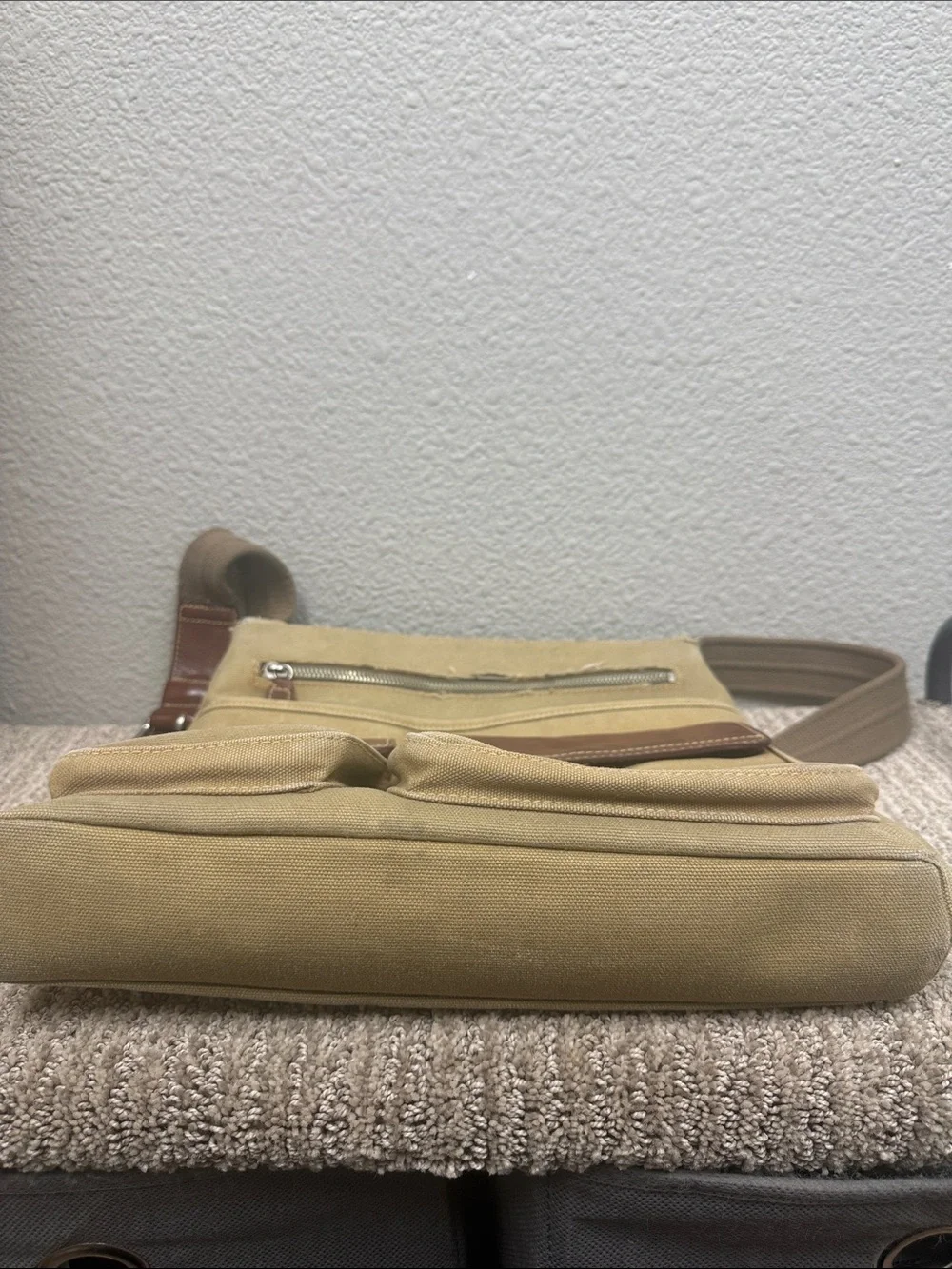Well Loved Fossil Tan Canvas Expedition Messengee Bag